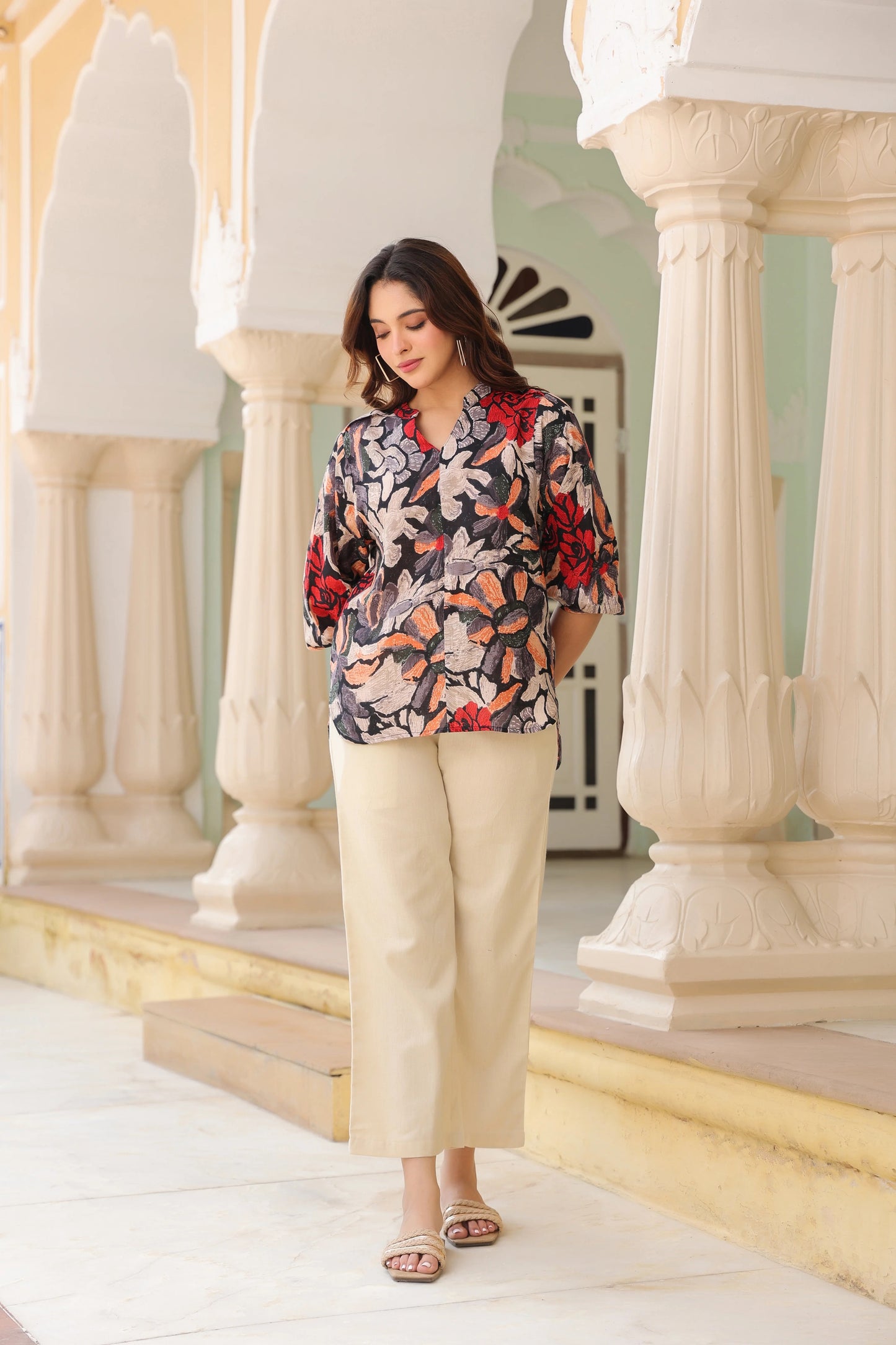 Women Black Floral Printed Co-Ord Set | Stylish Top & Pant Matching Set